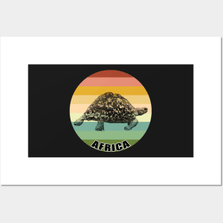 Leopard Tortoise on Vintage Retro Africa Sunset Posters and Art